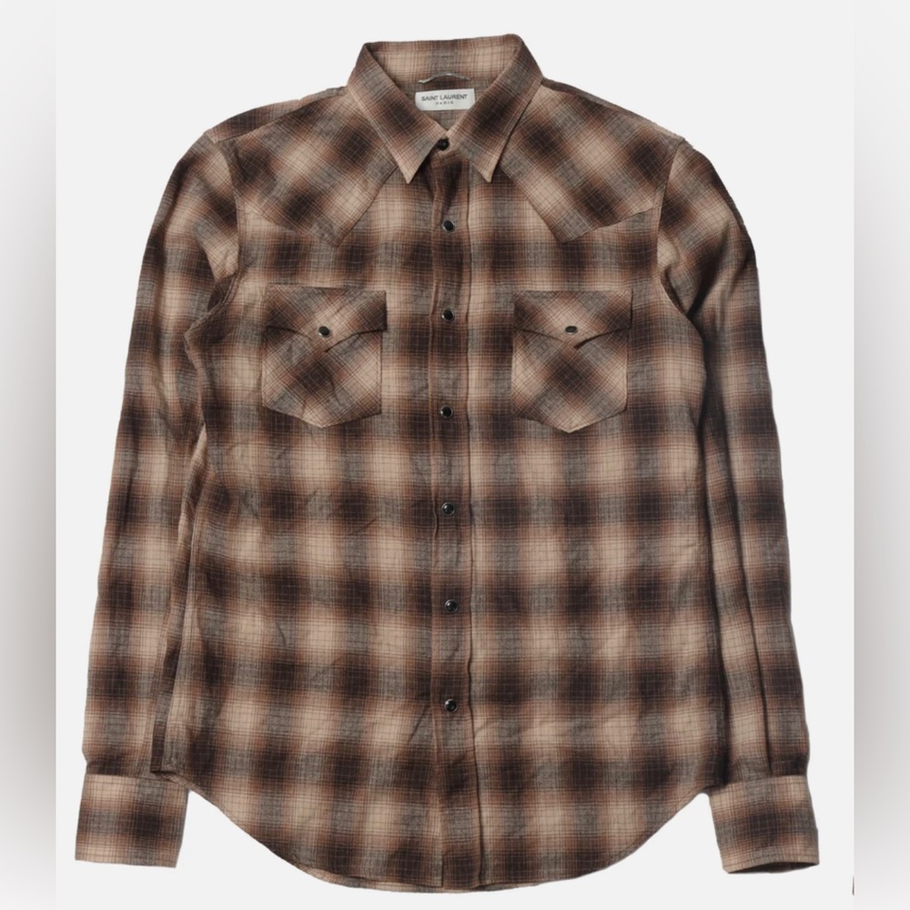 Brown Western Saint Laurent Button Down Shirt